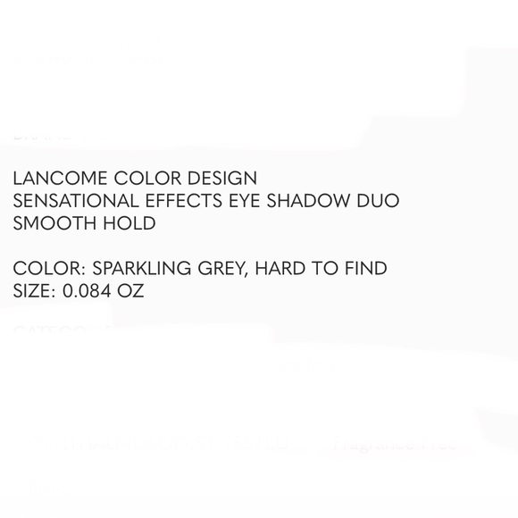 LANCOME COLOR DESIGN SENSATIONAL EFFECTS EYE SHADOW DUO SPARKLING GREY - Picture 2 of 6